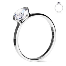 Stainless Steel 0.85 Carat CZ Solitaire Engagement Ring Size 5-10