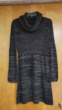 CALVIN KLEIN Sweater Dress Long Sleeve Cowl Neck Dark Brown Heather MED (no tag)