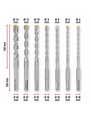 Set punte Einhell 7 Pz 4 taglienti per tassellatore SDS Plus foratura cemento e - Foto 2 di 4