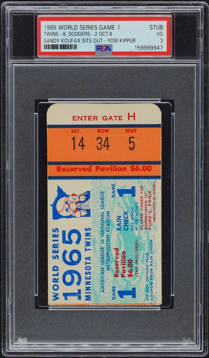 Sandy Koufax 1965 Vintage Sports Ticket Stubs for sale | eBay