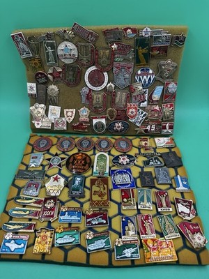 MIXED LOT OF USSR SOVIET UNION RUSSIAN ENAMEL PINS,BADGES,MEDALS