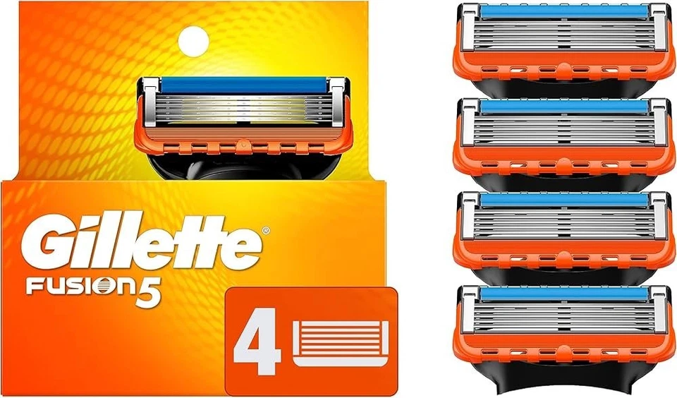 Gillette Fusion 5 4 Blades Pack Brand New Genuine In Box Men Shaving