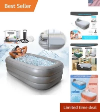 Large Inflatable Bathtub with Cover and Pump - Ideal for Home Spa & Recovery
