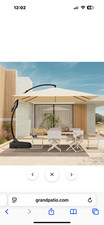 GRAND PATIO Sunbrella Cantilever Umbrella with Base, with Umbrella Cover, 10X10