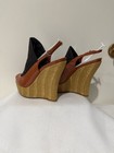Gucci Coral Patent Leather Peep Toe Sling back Woven Wedge Size 7 1/2 — photo 7