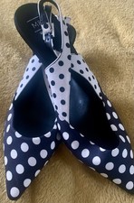 Marks & Spencer Women's Black White Polka Dot Kitten Heel Shoes Size 5.5 BNWT