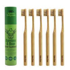 Gaia Guy Natural Bristle Bamboo Toothbrush NO Nylon - Boar Hair ONLY - Totally