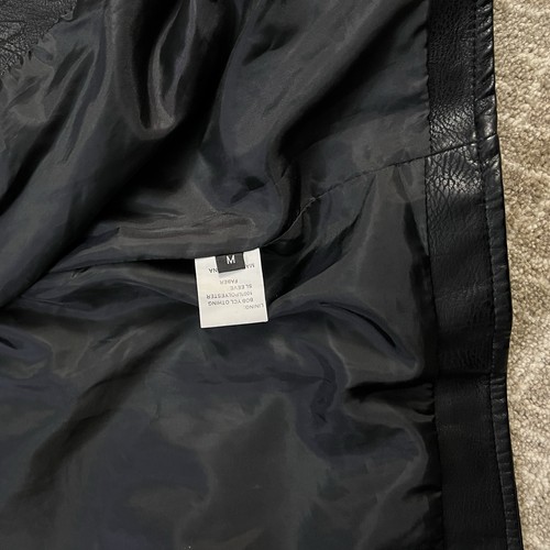Womens Black Biker Jacket Coat Faux-Leather Floral Embroidery Motorcycle Zip EUC - Picture 7 of 7