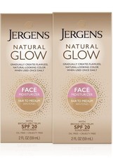 Jergens Natural Glow Face Self Tanner Lotion SPF 20, Sunless Tanning, Pack of 2