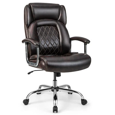 GAINOOM 227kg Adjustable Big & Tall Executive Chair Leather Office Chair Coffee