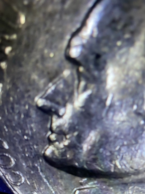 1970-S Error Nickel - Deep Retained Die Break Thru Monticello - Late Die State