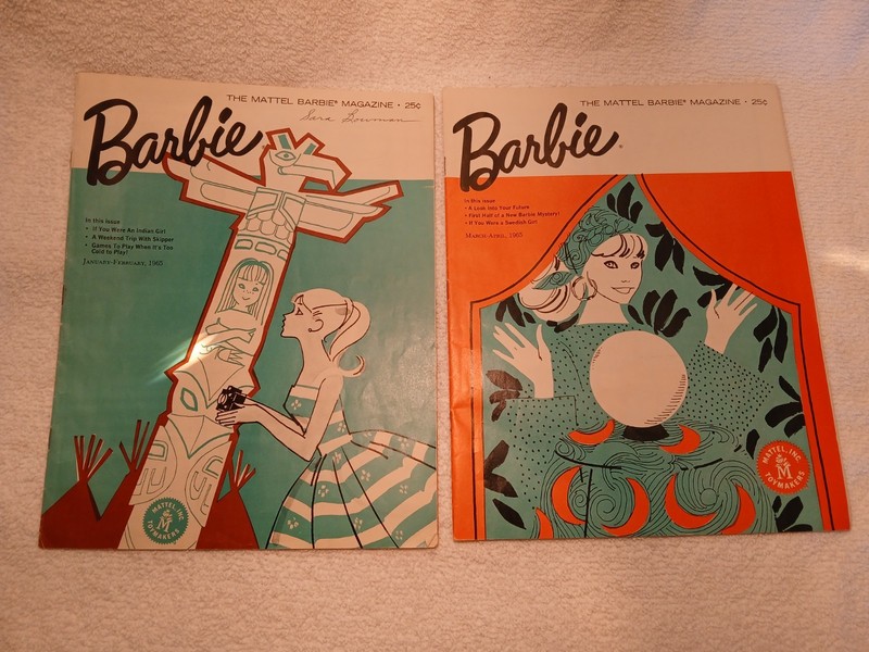 Lot Of 5 Vintage 1965 Barbie Magazines And Vintage Barbie Fan Club Brochures