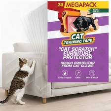 24 Pack Cat Scratch Furniture Protector Tape Sheets Double-Sided Sticky Traini