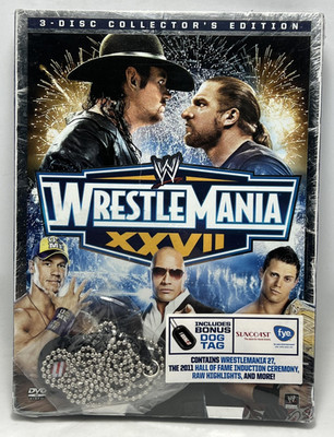 WWE WrestleMania XXVII 27 DVD FYE Exclusive Bonus Dog Tag Wrestling SEALED