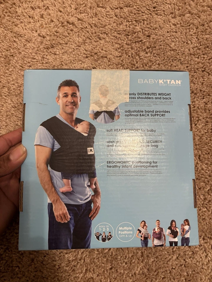 Baby Ktan 原装棉质裹身式婴儿背带懒人灰色 S 码 — 第 3/4 张图片