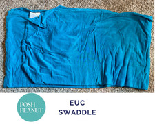 Posh Peanut Bamboo Teal Blue Girl Swaddle And Bow Headband Set Newborn