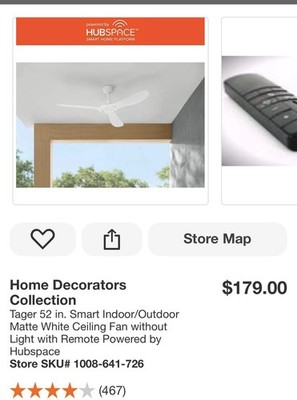 Home Decorators Tager 52 in. Smart Matte White Ceiling Fan w/ Remote by Hubspace