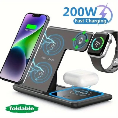 Wireless Charging Station 3 in1 Fast Charging Stand all PhoneWatch Multi Device