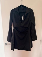 Brand New Pretty Little Thing Black Long Sleeved Dress Size 14