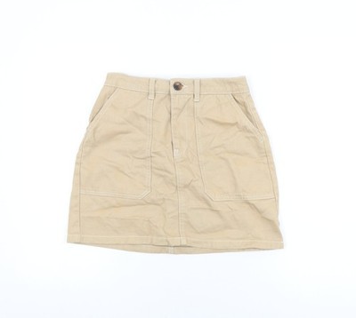 Denim Co Damen Beige Baumwolle Minirock Größe 8 Reißverschluss