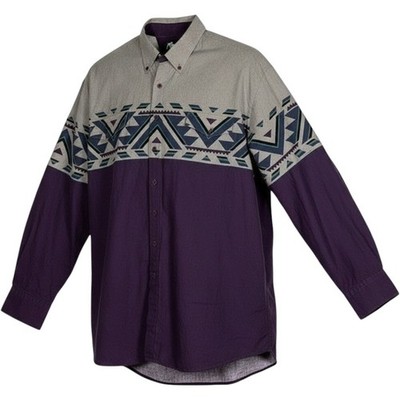 Roper Border Mens XXL Western Aztec Button Down Shirt Purple Grey Geometric