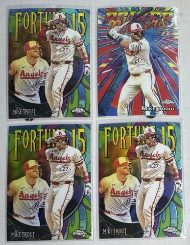 2025 Topps Chrome Update - Mike Trout (4) Card Lot 3 Fortune 15 + Power Players