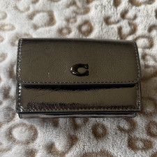 Coach Silver Folding Wallet for Women with Credit Card Feature and Logo Accent