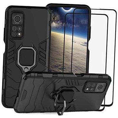 for Xiaomi Mi 10T/10T Pro 5G Case, 2 in 1 Hybrid Heavy Duty Armor Black