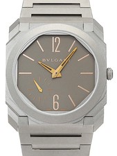 BVLGARI Octo Finissimo Watch BGO40TXT H46xW40mm Gray Dial Men's Box Card #T051