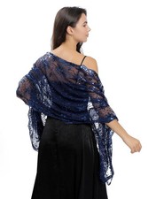 Women Glittering 1920s Shawl Scarf Mesh Sequin Wedding Bridal Cape Fringed