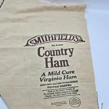 Vintage Cloth Sack Bag - SMITFIELDS COUNTRY HAM by Luter Very Good Condition 