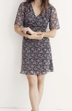 Madewell Orchard Flutter Sleeve Dress Floral Knee Length Women  size 12 Boho