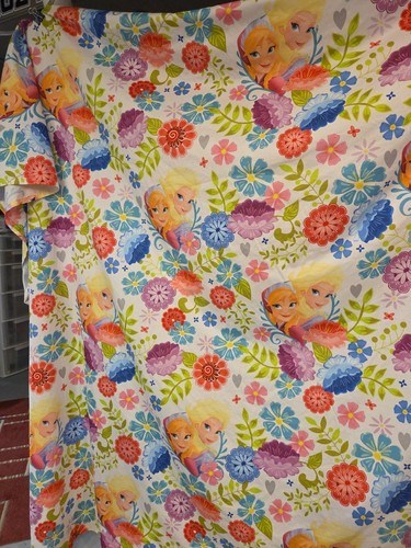 Disney Frozen Flat Full Sheet Anna And Elsa Flowers Pretty Colorful Floral Good - Picture 2 of 4