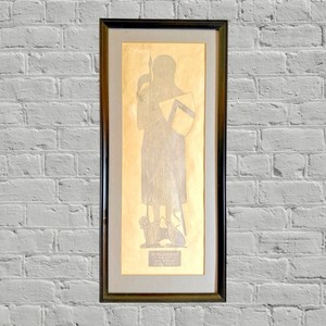 English Brass Relief Rubbing Sir John Daubernoun A.D. 1277 Metallic Woven Paper