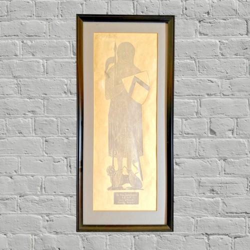 English Brass Relief Rubbing Sir John Daubernoun A.D. 1277 Metallic Woven Paper