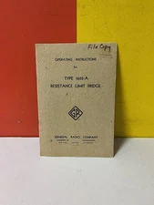 GENERAL RADIO COMPANY TYPE 1652-A RESISTANCE LIMIT BRIDGE Operating Instructions