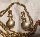 Vintage Crown Trifari Jewelry Set, Red, White&Blue,2 Strand Necklace& 2" Earring — photo 10