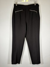 Vintage Norton McNaughton Black Dress Pants Women s Straight Leg Zipper Accents
