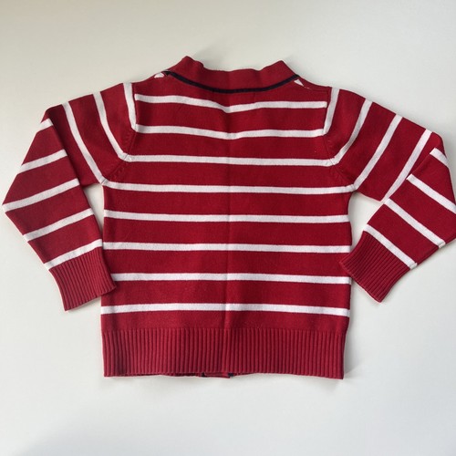 Ferrari Cardigan Red White Stripe Youth Size Small 100% Cotton - Picture 5 of 7