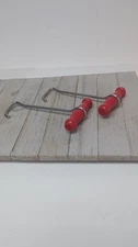 Set of 2 Red Wood Handle 7" Boot Hooks Pullers Vintage Western Cowboy Equestrian