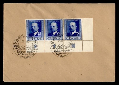 DR WHO 1940 GERMANY PLATE # SEMI POST STRIP SLOGAN CANCEL FDC? R39086