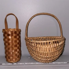 Small Hanging Basket LOT Wall Brown Primitive Rustic Cottage Core Farmhouse Chic