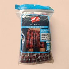 HANES ULTIMATE Mens Boxers 5 Pack XL 40-42 Tagless Plaid ComfortFlex Waist NEW