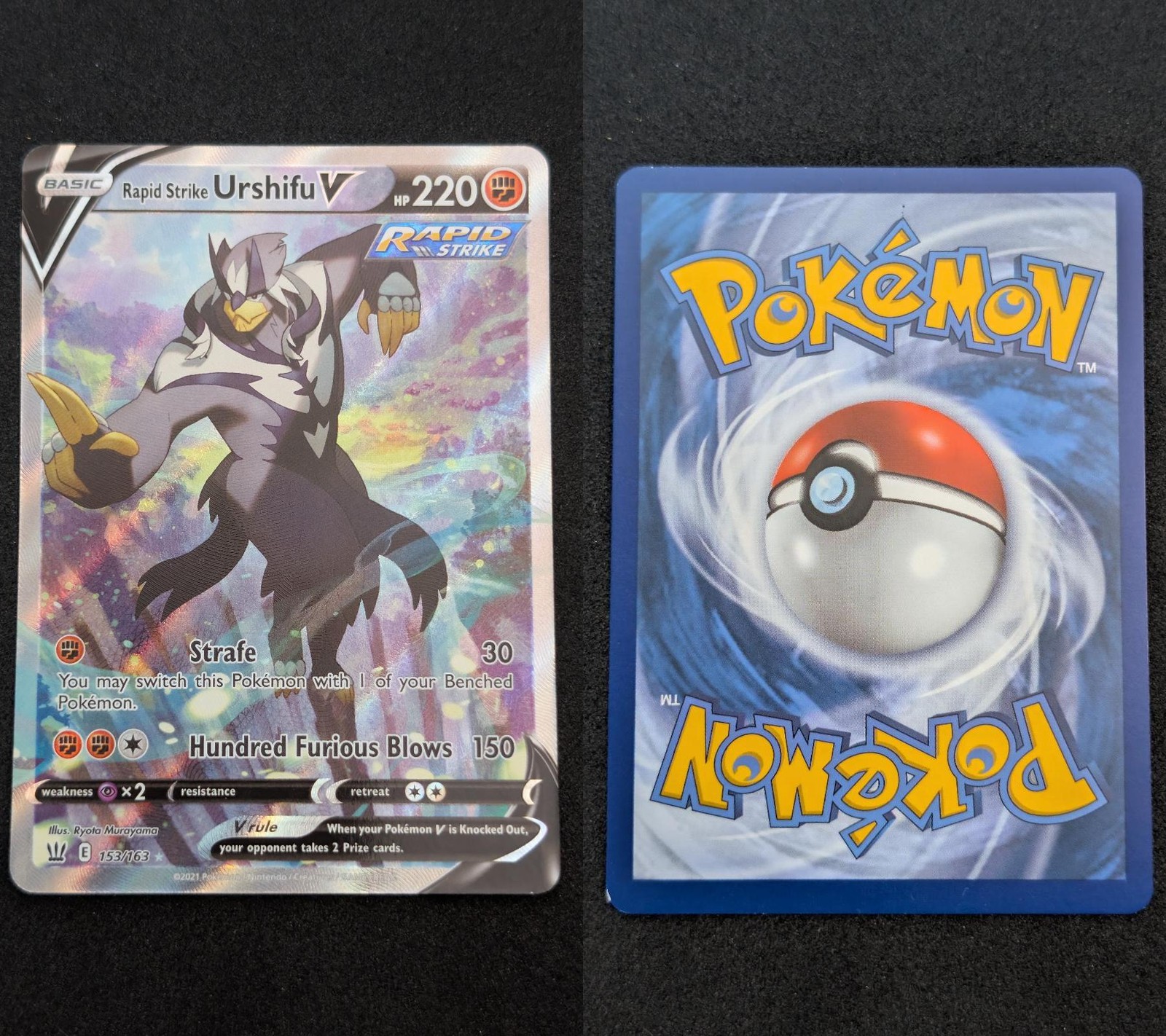 Rapid Strike Urshifu V 153/163 Ultra Rare Battle Styles Pokemon Holo LP