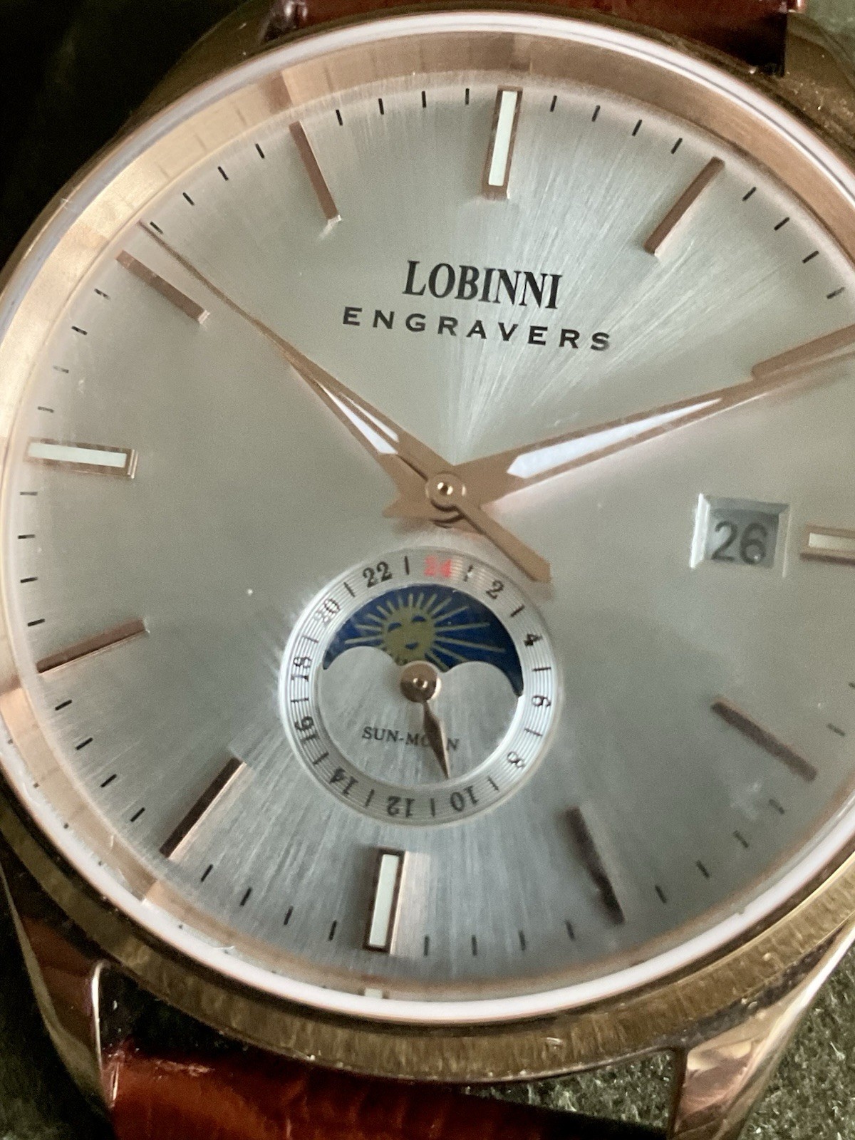 Mint  Automatic Lobinni Moon Phase/Date Dress Wat… - image 4