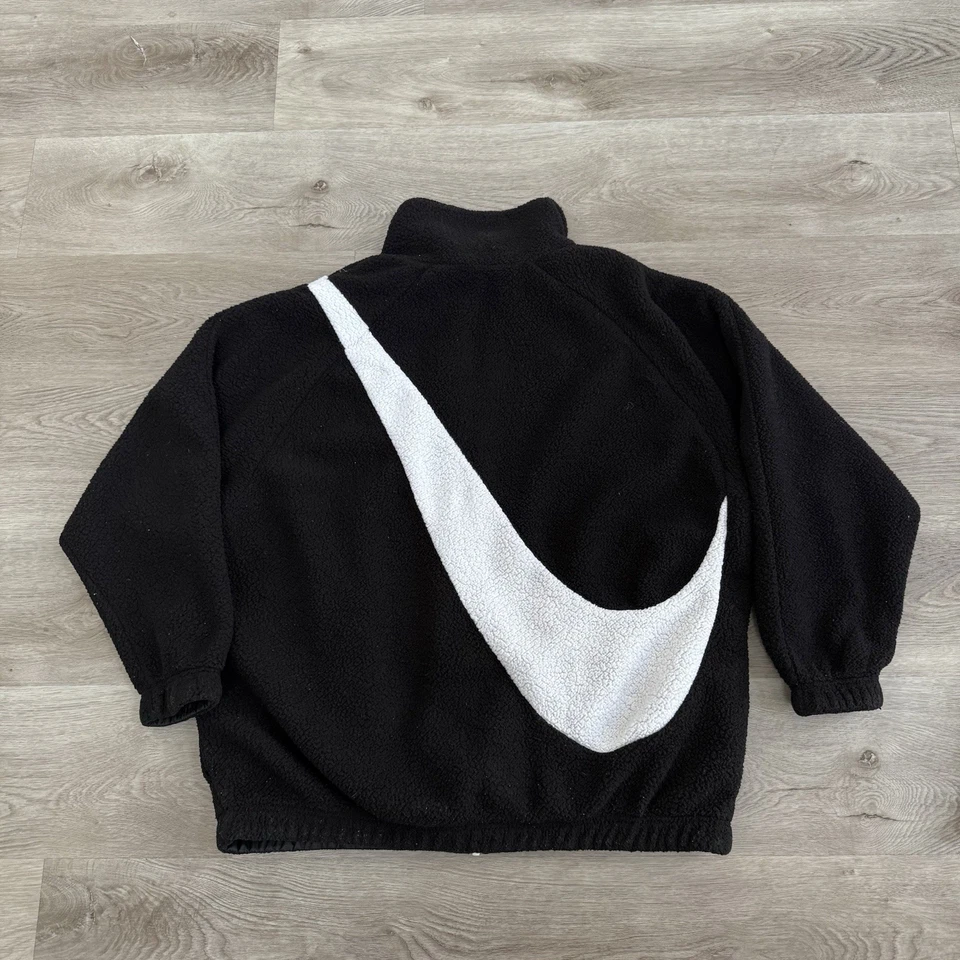 Nike Big Swoosh Reversible Boa Jacket Fleece Sherpa S Black Oversized Winter - Image 2 of 4