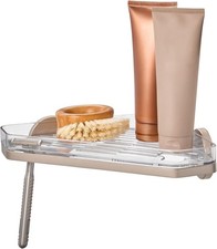 Self-Adhesive Corner Shower Shelf W/ Razor Holder Satin