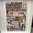 Camping Rules Metal Sign Rustic Rectangle Vertical Wall Hanging Decor — photo 1