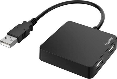 Hama Hub USB 2.0 Multiport 4-fach USB-A Splitter Verteiler 480 Mbit bus-powered