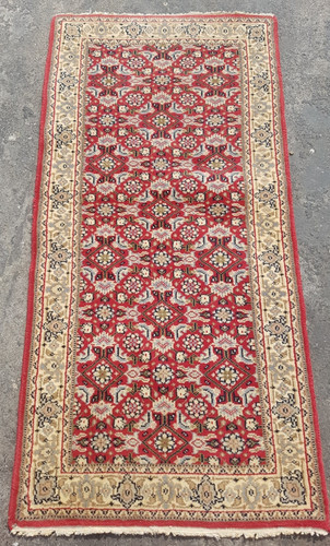 Vintage Hand Made Traditional Rug Epic Oriental Wool Multicolor Carpet 140x70 cm